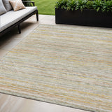 5' X 8' Sage Striped Washable Indoor Outdoor Area Rug