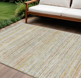 8' X 10' Sage Striped Washable Indoor Outdoor Area Rug