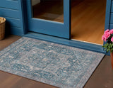 3' X 5' Blue Medallion Washable Indoor Outdoor Area Rug