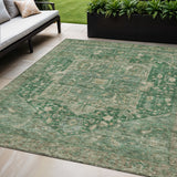 5' X 8' Emerald Medallion Washable Indoor Outdoor Area Rug