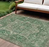 8' X 10' Emerald Medallion Washable Indoor Outdoor Area Rug