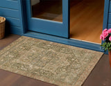 3' X 5' Fern Green Medallion Washable Indoor Outdoor Area Rug