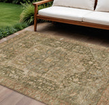 8' X 10' Fern Green Medallion Washable Indoor Outdoor Area Rug