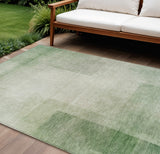 8' X 10' Artichoke Green Geometric Washable Indoor Outdoor Area Rug