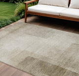 8' X 10' Khaki Geometric Washable Indoor Outdoor Area Rug