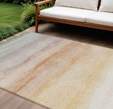 8' X 10' Coral Striped Washable Indoor Outdoor Area Rug