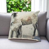 18" Gray Black And Cream Linen Throw Pillow Cover