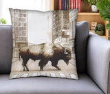 18" Brown And Cream Bison Linen Throw Pillow Cover