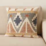 20" Beige Cream And Gray Ikat Wool Blend Throw Pillow Cover with Texture