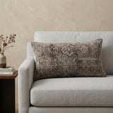 14" Gray Oriental Chenille Throw Pillow Cover