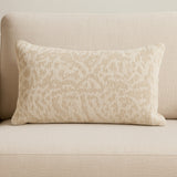14" X 26" Cream And Beige Lumbar Abstract Cotton Throw Pillow Cover with Texture