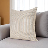 22" Beige And Black Striped Cotton Blend Throw Pillow Cover with Texture