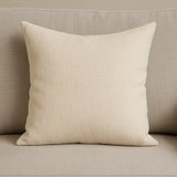 22" Cream Cotton Blend Throw Pillow Cover with Texture