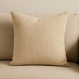 22" Beige Cotton Blend Throw Pillow Cover with Texture