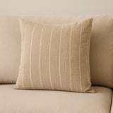 22" Beige And Gray Plaid Cotton Blend Throw Pillow Cover with Texture