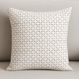22" Cream And Merlot Geometric Linen Throw Pillow Cover with Embroidery