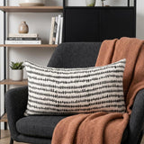14" Black Striped Linen Throw Pillow Cover