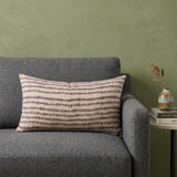 14" Beige Striped Linen Throw Pillow Cover