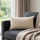 14" Cream Striped Linen Throw Pillow Cover