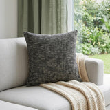 22" Black Weave Linen Throw Pillow Cover