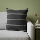 22" Gray Striped Linen Throw Pillow Cover