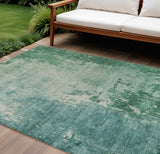 8' X 10' Emerald Abstract Washable Indoor Outdoor Area Rug