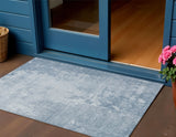 3' X 5' Sky Blue Abstract Washable Indoor Outdoor Area Rug