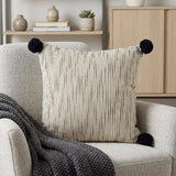 18" Black Striped Linen Throw Pillow Cover