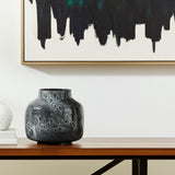 9" Black Mottled Round Glass Table Vase