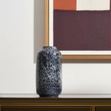 15" Black Mottled Cylinder Glass Table Vase