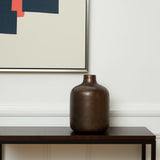 9" Antiqued Gold Metal Cylinder Table Vase