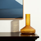 12" Amber Glass Faceted Table Vase