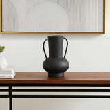 11" Black Amphora Metal Table Vase