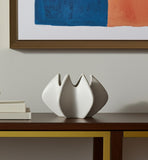 9" Cream Sculptural Ceramic Table Vase
