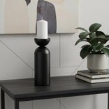 13" Black Metal Tabletop Pillar Candle Holder
