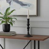 8" Black Glass Tabletop Taper Candlestick