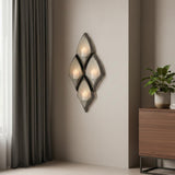 36" Gray And Silver Geometric Glass And Metal Wall Sconce Candle Holder