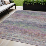 5' X 8' Blush Striped Washable Indoor Outdoor Area Rug