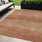 5' X 8' Copper Striped Washable Indoor Outdoor Area Rug