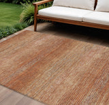 8' X 10' Copper Striped Washable Indoor Outdoor Area Rug