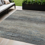 5' X 8' Granite Gray Striped Washable Indoor Outdoor Area Rug