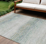 8' X 10' Linen Striped Washable Indoor Outdoor Area Rug