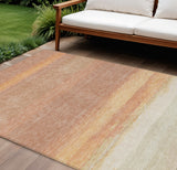 8' X 10' Salmon Striped Washable Indoor Outdoor Area Rug