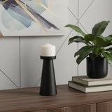 8" Black Metal Tabletop Pillar Candle Holder