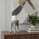 7" Gray Distressed Abstract Ceramic Tabletop Pillar Candle Holder