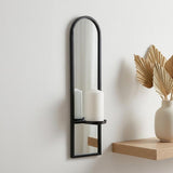 25" Black Mirrored Metal Wall Sconce Candle Holder