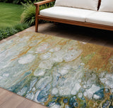 8' X 10' Orange Abstract Washable Indoor Outdoor Area Rug
