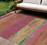 8' X 10' Blush Abstract Washable Indoor Outdoor Area Rug