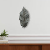 Brattea 16" X 9" Green Leaf Metal Hanging Dimensional Sculpture