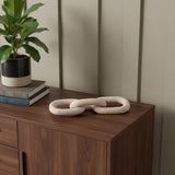 21" Natural Solid Wood Geometric Links Tabletop Sculpture